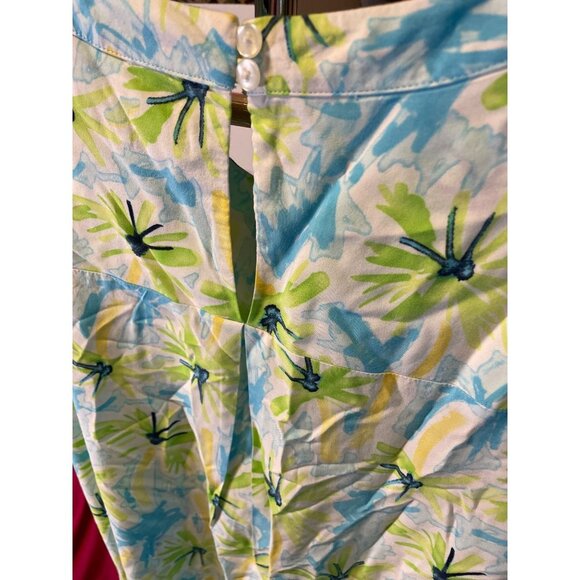 Crown & Ivy Blue Yellow Sleeveless Belted Sheath Long Maxi Dress Sz L - Picture 7 of 8